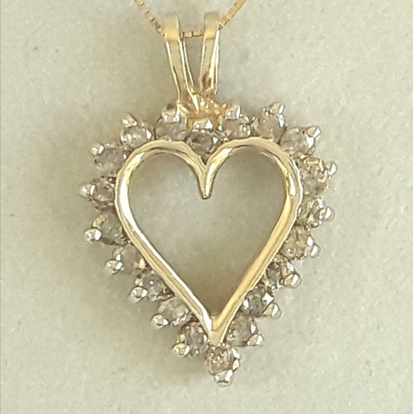 10K YELLOW GOLD HEART/DIAMOND PENDANT 1 FULL CARAT
